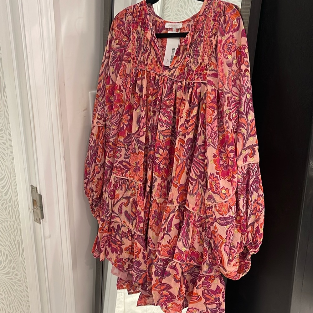 Olivaceous dress NWT medium floral metallic